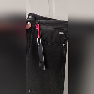 gcds graffiti wide denim trousers